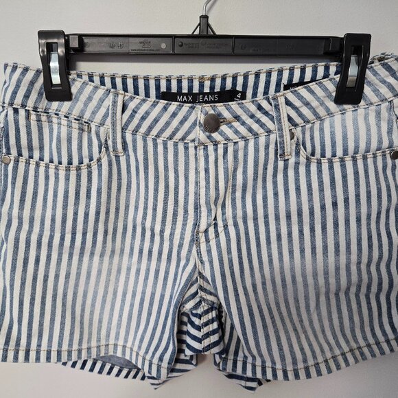 Max Jeans Pants - Vintage Max Jeans Striped Shorts